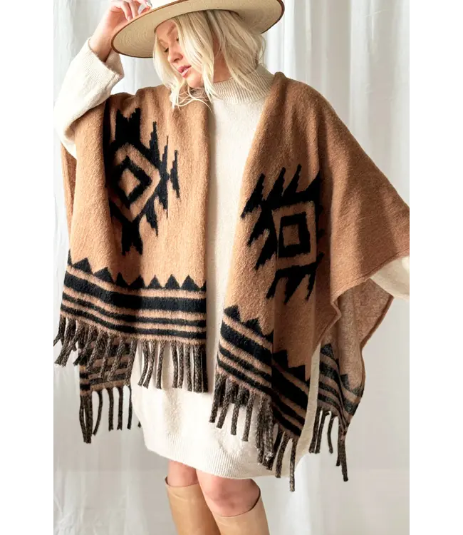 Poncho 'Warm Up' - Caramel/Aztec