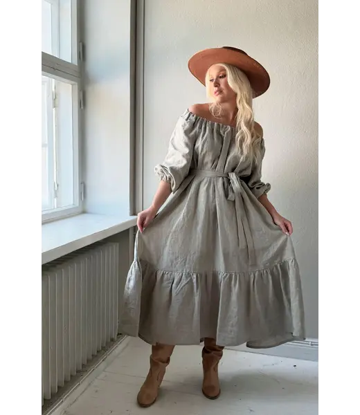 Bypias Linnen jurk Marilys - Natural