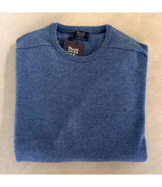William Lockie Trui lamswol - Ronde hals - DF - Lagoon Blue