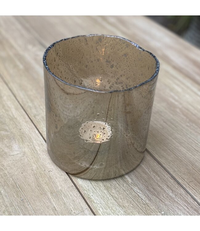 Windlicht Cilinder - Donkerbruin - 18x18cm