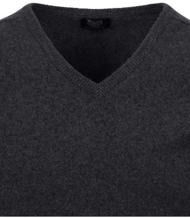 Trui lamswol V-hals DF - Charcoal