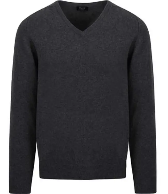 Trui lamswol V-hals DF - Charcoal