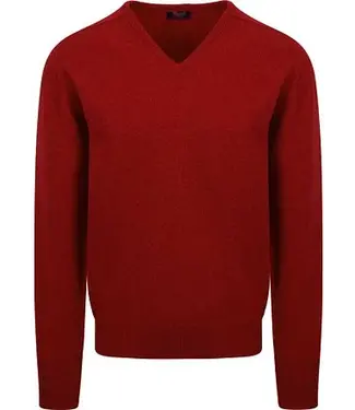William Lockie Trui lamswol - V-hals - Bordeaux rood