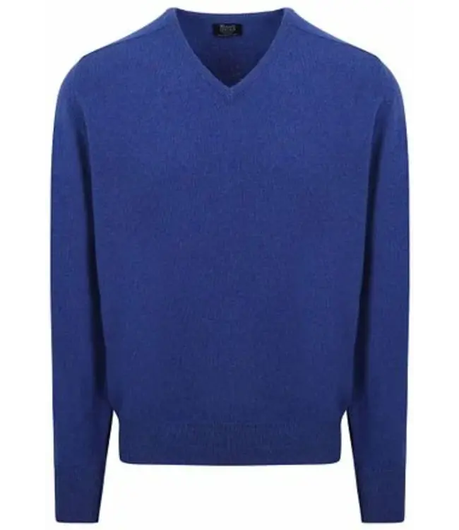 Trui lamswol - V-hals - DutchFit - Persian Blue
