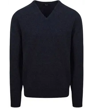 William Lockie Trui lamswol - V-hals - blauw/zwart