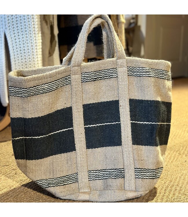 Tas jute naturel/zwart