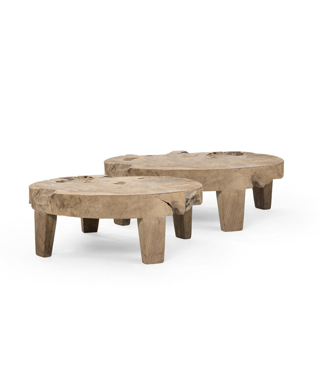 Bijzettafel Samba XXL- teak root natural grey