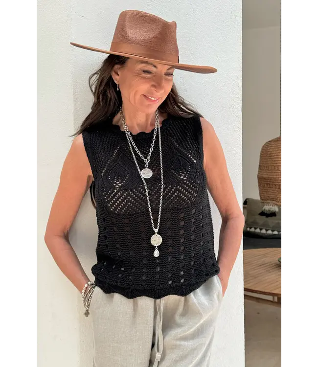 Adriel crochet top - zwart