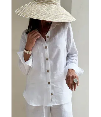 Bypias Boyfriend linnen blouse - Wit