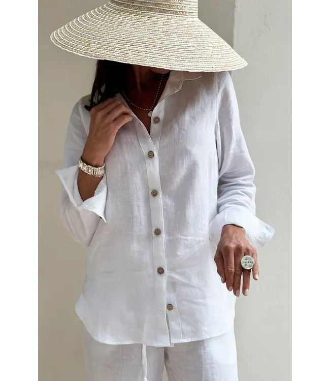 Boyfriend linnen blouse - Wit