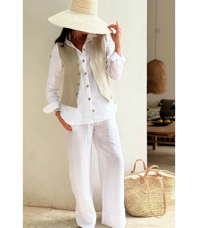 Boyfriend linnen blouse - Wit