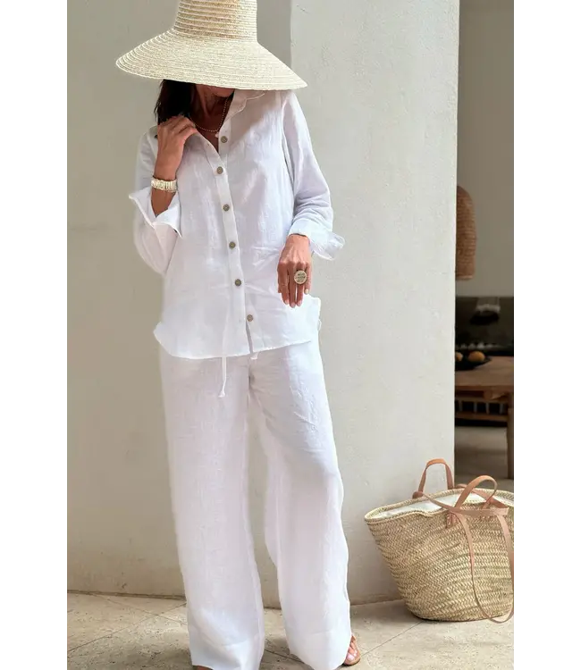 Boyfriend linnen blouse - Wit