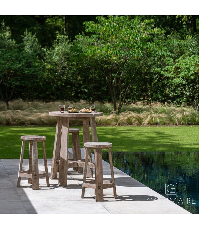 Barkruk Alex - teak natural grey -Ø34 X H65 CM