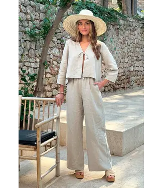 Bypias Mallorca  linnen broek - Natural