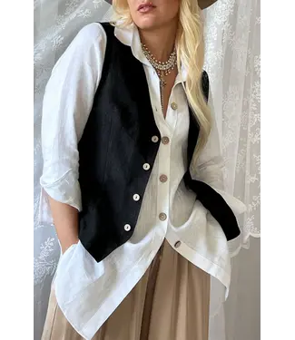 Bypias Jess linnen gilet - Zwart