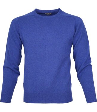 William Lockie Trui lamswol - Ronde hals - Kobalt blauw