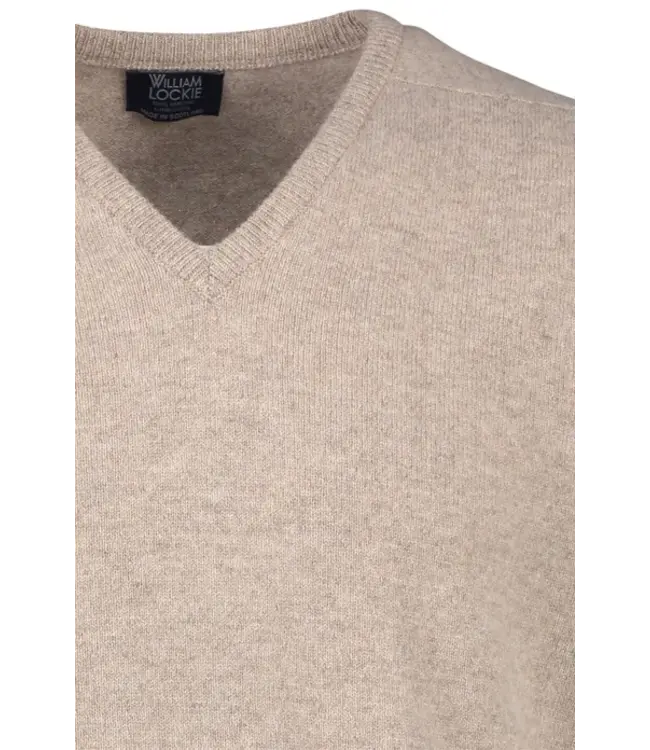 William Lockie - herentrui lamswol - V-hals - DutchFit - beige