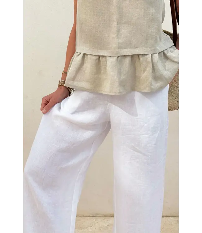 Mallorca linnen broek - White