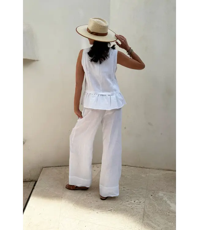 Mallorca linnen broek - White
