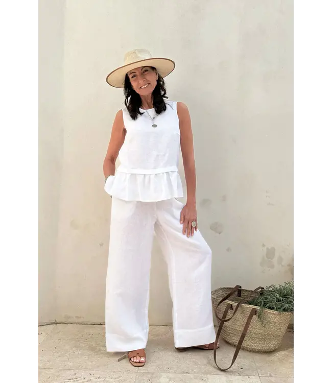 Mallorca linnen broek - White