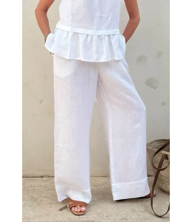 Mallorca linnen broek - White
