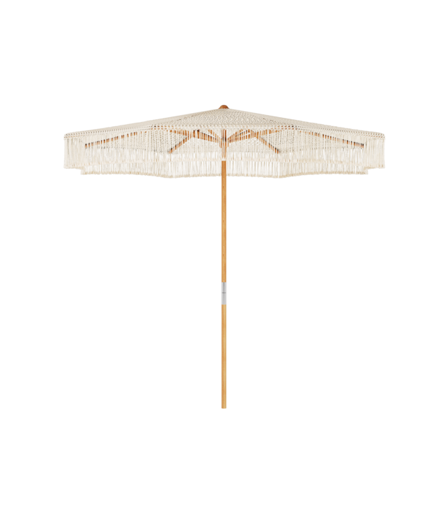 Macramé Parasol - Natural Teak - Ø250