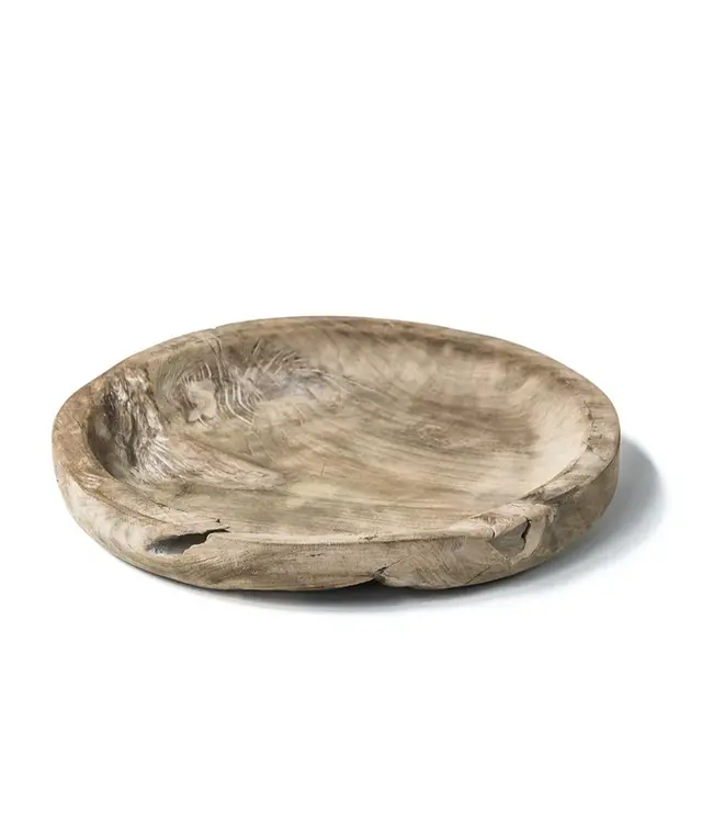 Low Round Bowl Medium - Teak Natural Grey