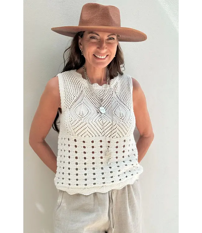 Adriel crochet top - off white