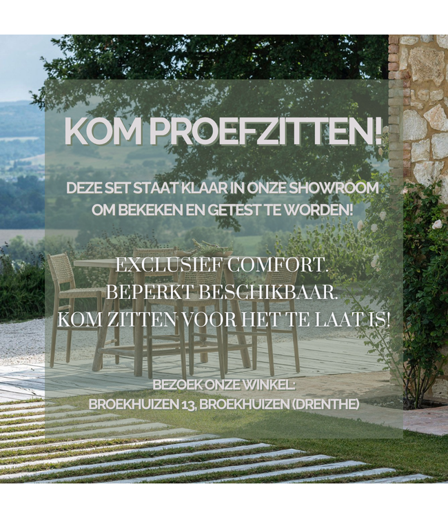 Bar table Mieke + 4 x Barchair Mieke + Kussens