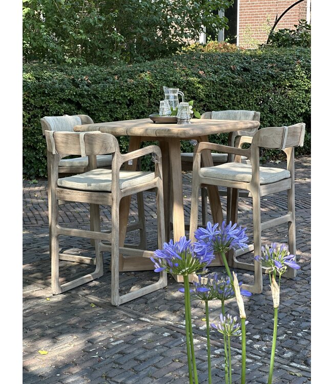 Bistro bartafel Dennis - teak natural grey