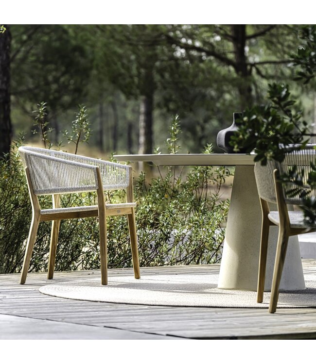 Cares 55 teak stoel desert + kussenset bouclé Sand (6x)