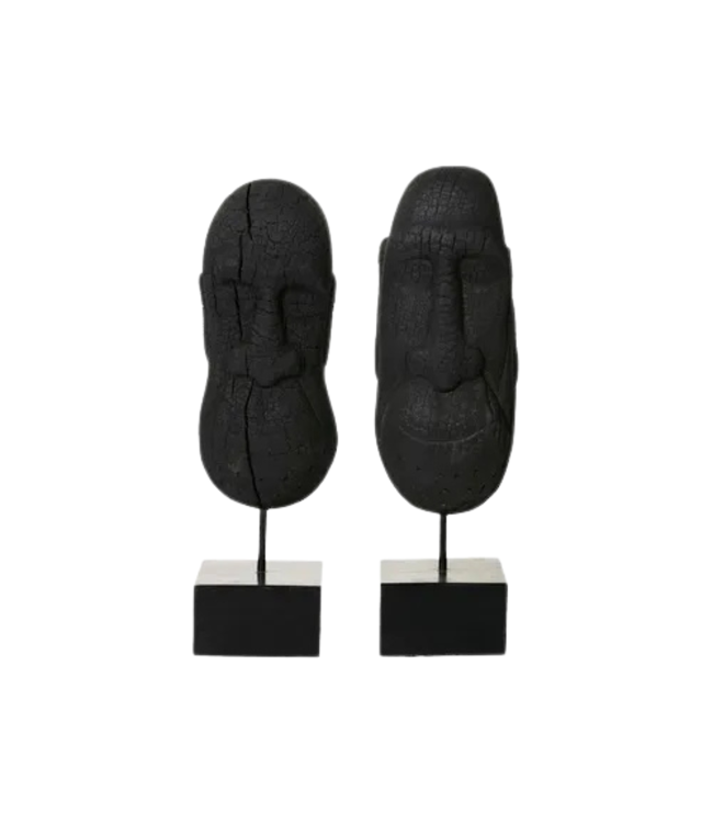 Maskers van gebrand mangohout - Set van 2