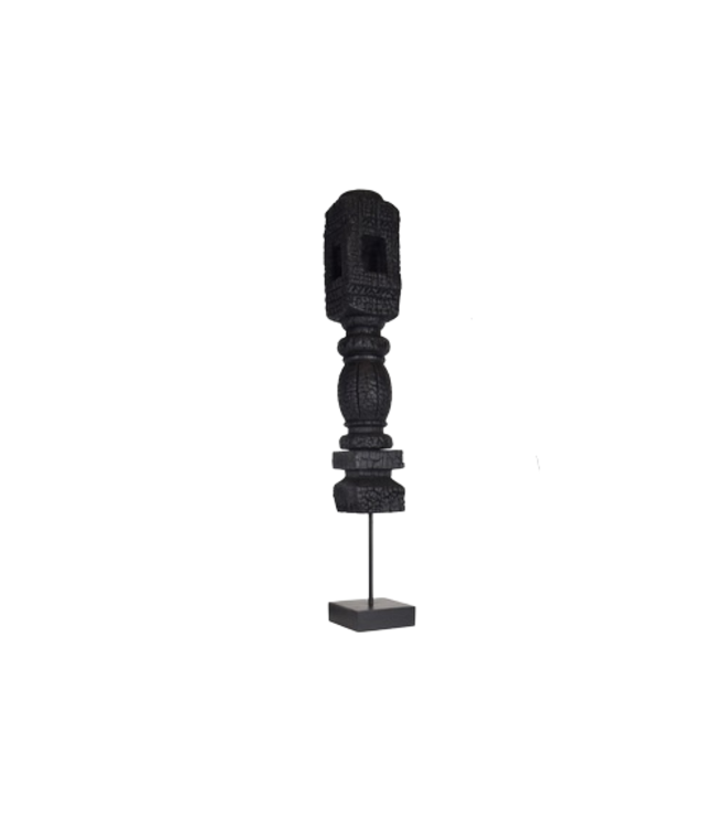 Charpoy - Pilaar van gebrand mangohout