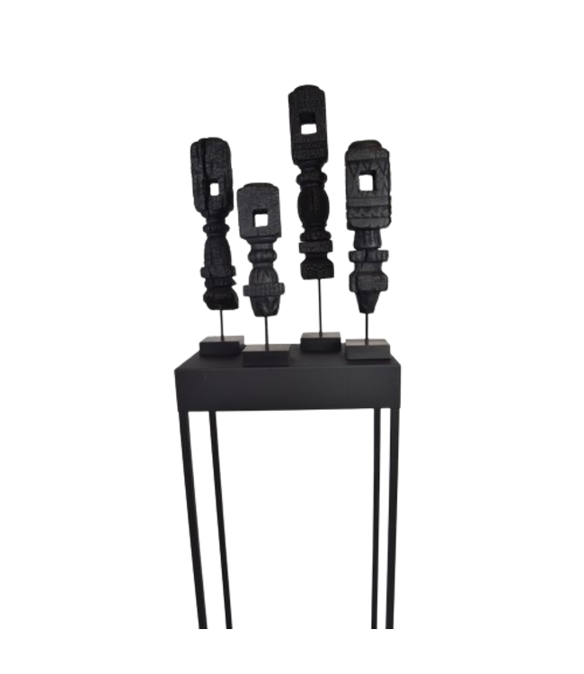 Charpoy - Pilaar van gebrand mangohout