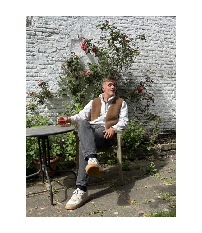 Wollen bodywarmer - Brown - 90% Merino+10% Camel