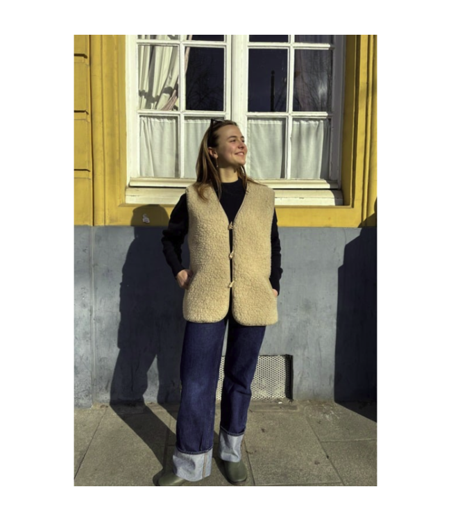 Wollen bodywarmer - Beige - 100% Merino