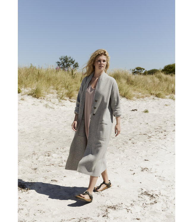 Henriette Steffensen - 7162 Cardigan long - Light grey