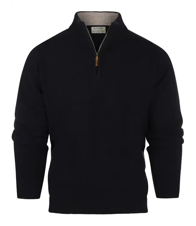 Trui met rits lamswol - Navy