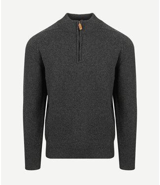 William Lockie Trui met rits lamswol - Charcoal