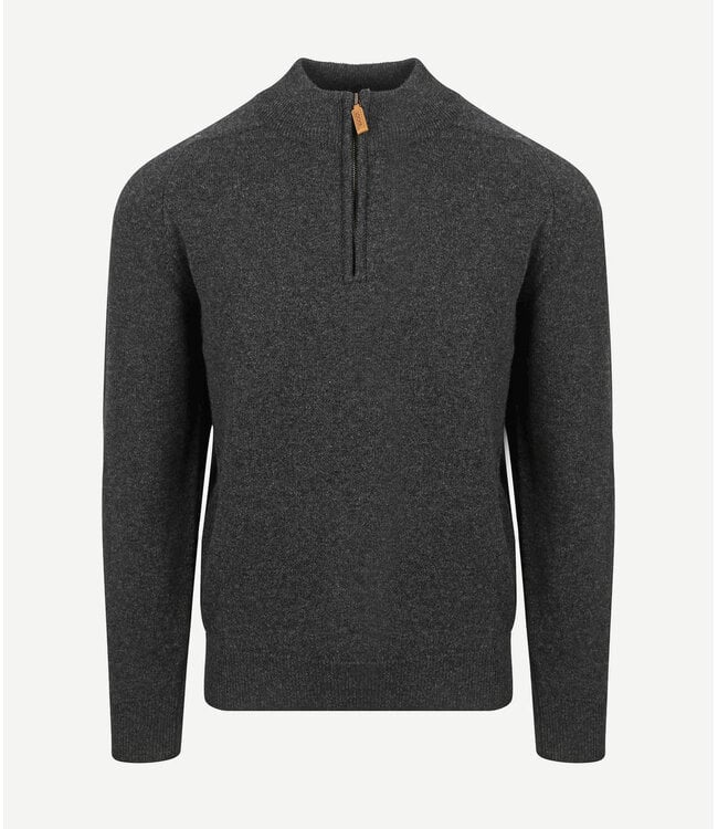 Trui met rits lamswol - Charcoal