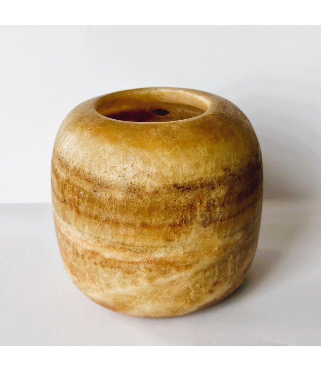 Alabaster | Ronde Waxinelichthouder - Bruin Medium