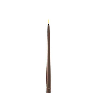 Deluxe Homeart Mokka LED taper dinner candle 2,2*28 cm (2x)
