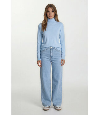 Trui met col en cashmere Licht blauw