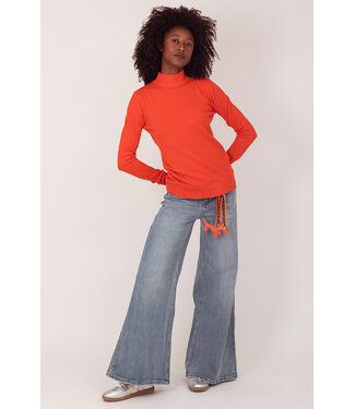 Trui met col en cashmere - Oranje