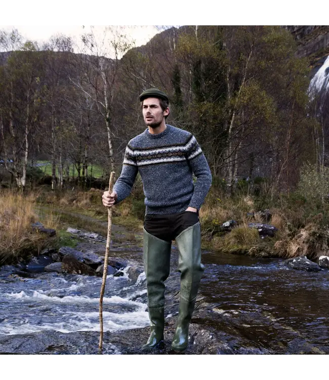 Crew neck  100% merino wollen trui - Steel Wool FL909M