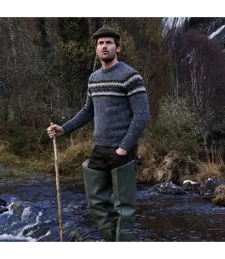 Fisherman out of Ireland Merino wollen trui - Steel Wool