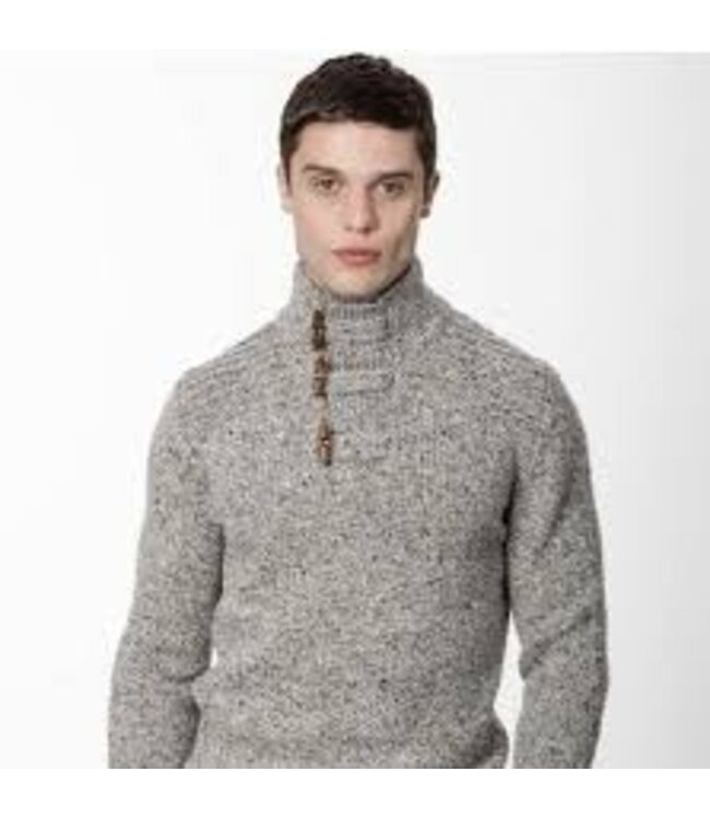 Fisherman-out-of-ireland- herentrui met houtje-touwtje sluiting - toggled button Porridge