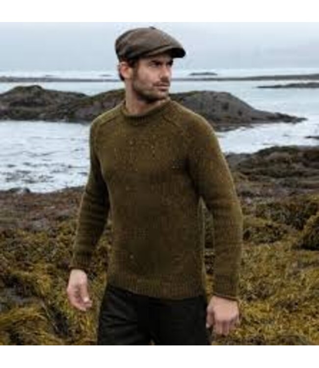 Fisherman herentrui met houtje-touwtje - Toggled Buttoned Sweater - Olive