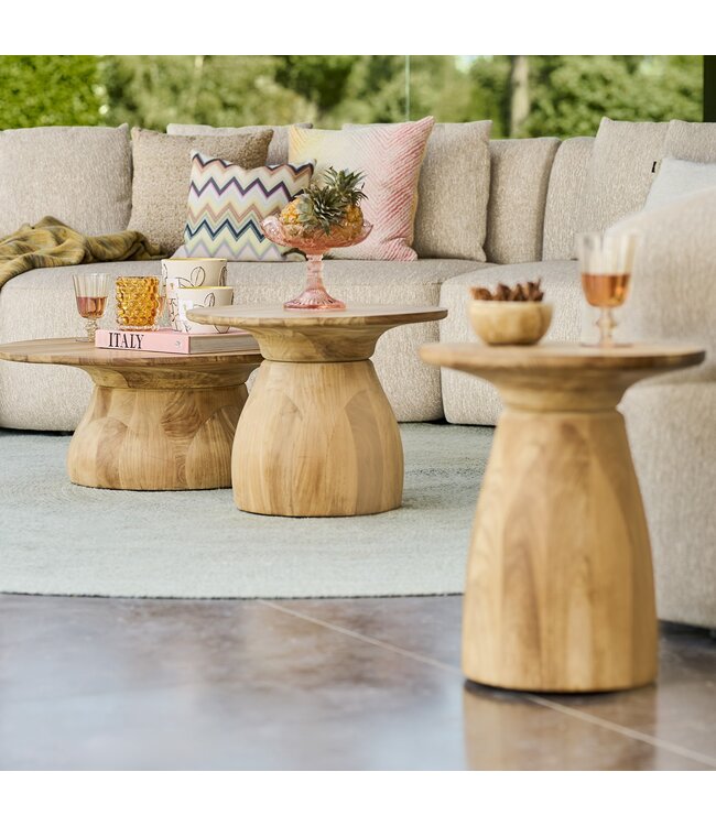 SUNS Farzi lounge table L - Ø80x31 - Natural Teak