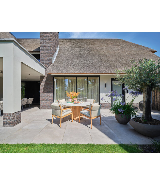 Sorolo Dining Table Ø140 - Teak / Neolith Stone Grey